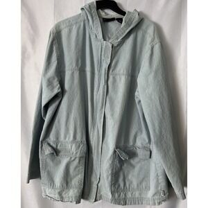 Blassport‎ Vintage Denim Jacket Women's XL Hooded Bill Blass Blue Fade 90's